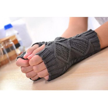 2-4 Pairs Women Winter Warm Knit Fingerless Gloves Hand Crochet Thumbhole Arm Warmers Mittens - B8FUNIITR