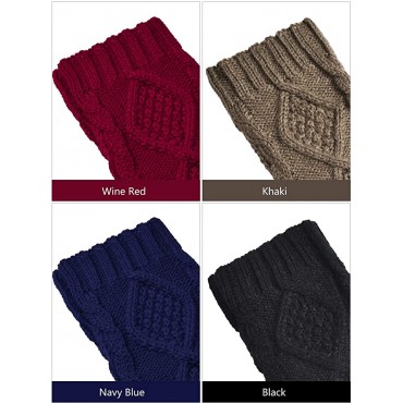 4 Pairs Women Winter Warm Knit Fingerless Gloves Thumbhole Arm Warmers Mittens - BK0O6SAX2