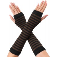 Allegra K Women's Knitted Fingerless Printed Elbow Length Gloves Arm Warmers - B9Z12M0V0
