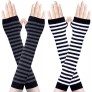 Amandir 1-4 Pairs Long Fingerless Gloves for Women Arm Warmers Knit Thumbhole Stretchy Gloves - B0TMR7BRO