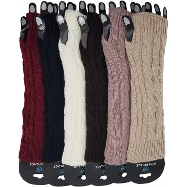 Arm Warmers 6 Pairs for Women Cable Knit Warm Winter Sleeve Fingerless Gloves Premium - BR9ZQG7F6