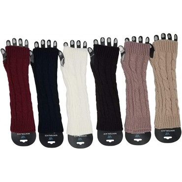 Arm Warmers 6 Pairs for Women Cable Knit Warm Winter Sleeve Fingerless Gloves Premium - BR9ZQG7F6