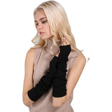 Arm Warmers Women Facecozy Knit Warm Cashmere Blend Long Fingerless Gloves for Women Cold Weather Mittens with Thumb Hole - BQERQ4PS6
