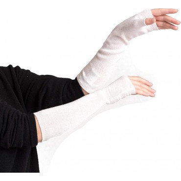 cashmere 4 U Women's 100% Cashmere Long Sleeve Fingerless Mitten Gloves - B0O27Q6OQ