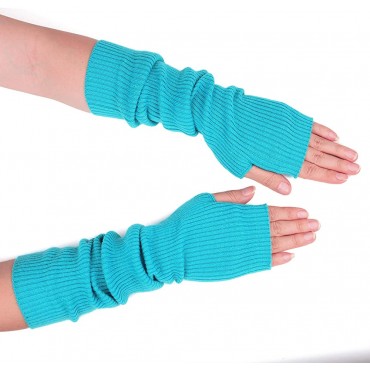 Cashmere Blend Arm Warmer Winter Fingerless Gloves Knit Long Sleeve Mitten Gloves Wrist Warmer with Thumb Hole for Women - BQDVAOK1F