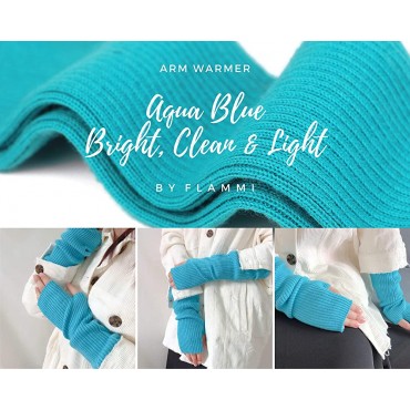 Cashmere Blend Arm Warmer Winter Fingerless Gloves Knit Long Sleeve Mitten Gloves Wrist Warmer with Thumb Hole for Women - BQDVAOK1F