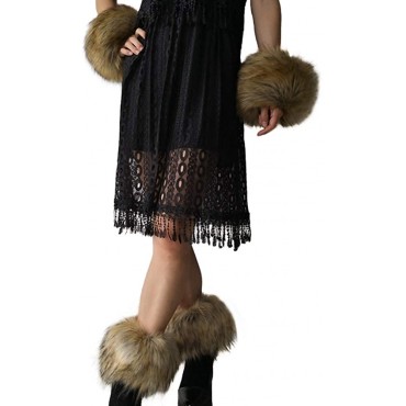 Faux Fur Cuffs Arm Leg Warmers HOMEYEAH Furry Wrist Cuff Warmer Halloween Decorations Costumes For Women - BG8E629VN