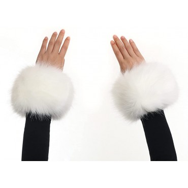 Faux Fur Wrist Cuffs- Winter Furry Bands Fox Fur Wrist Warmer,Arm Warmer Leg Warmer One Pair - BFSCOHRSW