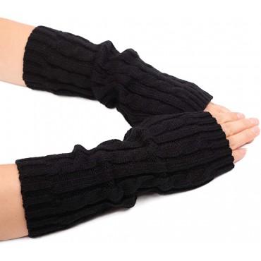 Flammi Women's Knit Arm Warmers Fingerless Gloves Thumb Hole Gloves Mittens for Typing Driving Cosplay - BA3PHUGHE