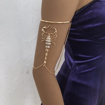 Jumwrit Arm Bracelet Upper Arm Rhinestone Spider Arm Bangle Arm Cuff Bracelet Tassel Chain Armlet Accessories for Women Girls（Gold） - BDAHYWT00