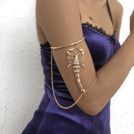 Jumwrit Arm Bracelet Upper Arm Rhinestone Spider Arm Bangle Arm Cuff Bracelet Tassel Chain Armlet Accessories for Women Girls（Gold） - BDAHYWT00