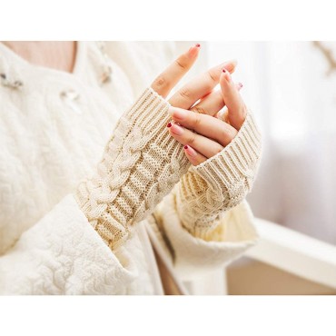 Loritta 4 Pairs Womens Fingerless Gloves Winter Warm Knit Crochet Thumbhole Arm Warmers - BWOUN6AUF