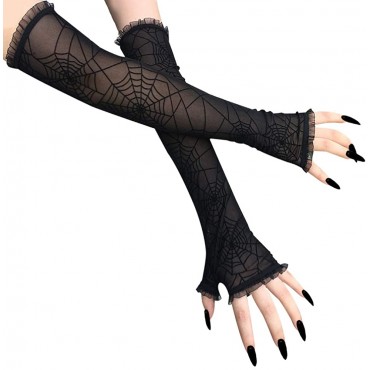Luhiew Halloween Decorations Women's Spider Web Arm Warmer and Headband for Hallow Party … - BTIUQY509