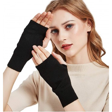 NOVAWO Cashmere Blend Fingerless Gloves Soft Warm Arm Warm Gloves - B14UEZICB