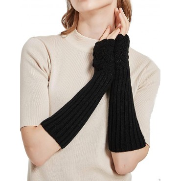 Novawo Women's Scale Design Winter Warm Knitted Long Arm Warmers Gloves Mittens - B5043C29F