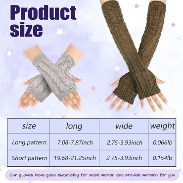 SATINIOR 6 Pairs Arm Warmers Fingerless Gloves Knit Wrist Warmers Fingerless Gloves Knitted Arm Warmers with Thumb Hole for Women Girls Multicolor - BHBAUB83Z
