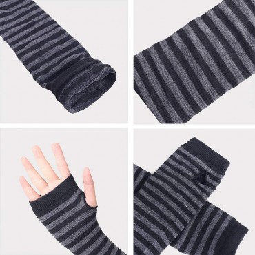 unisex Long Fingerless Gloves for Women Arm Warmers Knit Thumbhole Stretchy Gloves - BRVYDN0RM