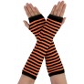 uxcell Women Winter Stripe Pattern Elbow Length Fingerless Thumbhole Arm Warmers Long Gloves - BZK80GEH2