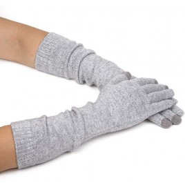 Women Knit Long Gloves Touchscreen Cashmere Blend Arm Warmers with Fingers Winter Warm Gloves - BQG4OE087