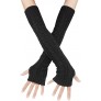 Womens Winter Warm Over Elbow Long Fingerless Thumb Hole Gloves Mittens Knitted Arm Warmer - BLBLQ9K5X