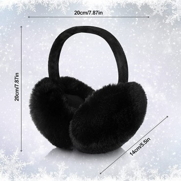 2 Pieces Winter Ear muffs Faux Fur Earmuffs Cute Foldable Outdoor Ear Warmers Faux Fur Ear Warmers for Women - B7XEW2BWT