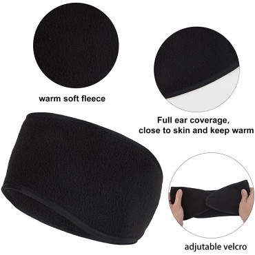 6 Pieces Ear Warmer Headband Adjustable Polar Fleece Ear Muffs Thermal Winter Ear Cover Black for Men Women Outdoor Sports Activities - B4XC9I4G3