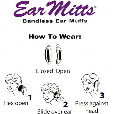 Ear Mitts Bandless Ear Muffs For Men & Women Soft Fleece Ear Warmers 2 Sizes - BK8OSRL0H