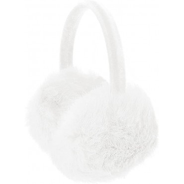 Faux Fur Winter Fluffy Earmuff Ear Warmers Wraps Shield Behind the Head Design Plush White - B7Y62VEC5
