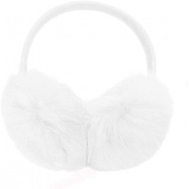 Faux Fur Winter Fluffy Earmuff Ear Warmers Wraps Shield Behind the Head Design Plush White - B7Y62VEC5