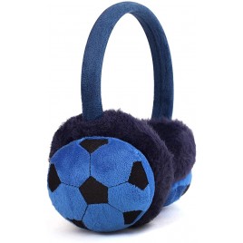 Kids Earmuffs Football Pattern Warm Fluffy Plush Ear Warmers Soccer Design Earmuffs Cartoon Ear Muffs Protector Gifts - B6FJ4T9YM
