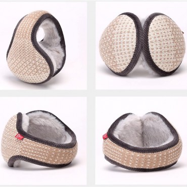 LerBen Unisex Knit Adjustable Wrap around Ear Muffs Winter Warm Fur Ear Warmers - BH3VRTVMM