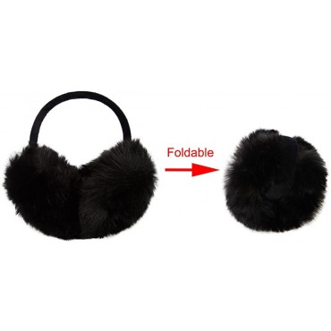 LETHMIK Womens Faux Fur Earmuffs Foldable Big Winter Outdoor Ear Warmers - B97UNSIKU