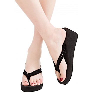 Orthotic Flip Flops For Women Pillow Soft,Women's Solid Color Non-Slip Feet Flip-Flops High-Heeled Wedges Beach Sandals,Orthotic Sandals For Women Plantar Fasciitis - BFFSDLP1R