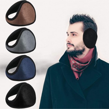 SATINIOR Ear Muffs for Winter Multicolor Windproof Ear Cover Behind the Head Women Men's Ear Muffs Unisex Foldable Earmuffs Ear Warmers for Outdoor Sports Black Light Gray Navy Brown 4 Pieces - BYZMSWO6H