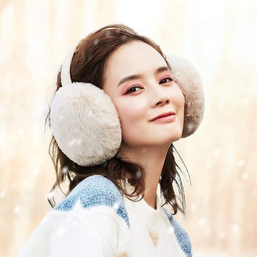 Winter Ear muffs Faux Fur Warm Earmuffs Cute Foldable Outdoor Ear Warmers For Women Girls - B0VNVOL5I