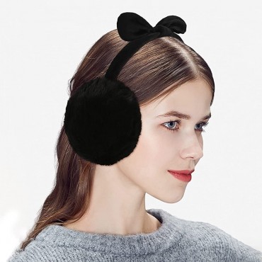 Women Winter Earmuffs Girl Ski Adjustable Ear Covers for Cute Bow Ear Warmer Outdoor Earmuff Fleece Lining - BF7KLJO3T