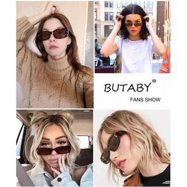 BUTABY Rectangle Sunglasses for Women Retro Driving Glasses 90’s Vintage Fashion Narrow Square Frame UV400 Protection - BJ4ZVOJXL