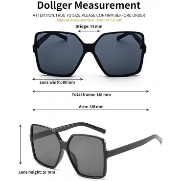 Dollger Oversized Square Sunglasses for Women Big Large Wide Fashion Shades for Men 100% UV Protection Unisex - BO1XEP57T