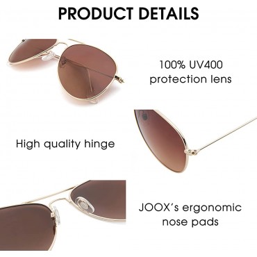 JOOX Polarized Aviator Sunglasses for Women Men with 100% UV Protection Brown Gradient Lens and Lightweight Metal Frame - BITGWYS9Q