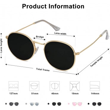 SOJOS Small Round Polarized Sunglasses for Women Men Classic Vintage Retro Shades UV400 SJ1014 - B0M0O3MQ6