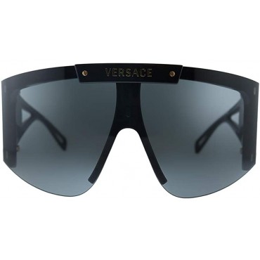 Versace VE 4393 GB1 87 Black Plastic Shield Sunglasses Grey Lens - B78KMZGI9
