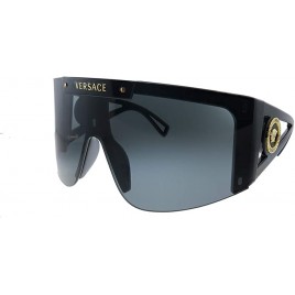 Versace VE 4393 GB1 87 Black Plastic Shield Sunglasses Grey Lens - B78KMZGI9