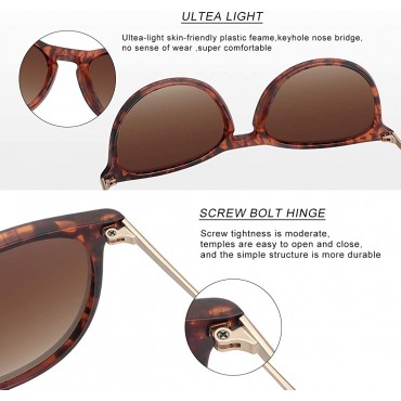 WOWSUN Polarized Sunglasses for Women Vintage Retro Round Mirrored Lens - BQBVD1LQX