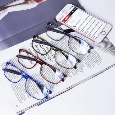 DOOViC Computer Reading Glasses 4 Pack Blue Light Blocking Glasses Anti Eyestrain Flexible Lightweight Readers for Women Men - BPITZ1MVQ