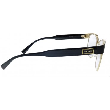 Versace VE 1264 1436 5 Matte Black Gold Metal Oval Eyeglasses 54mm - BVHO872T9