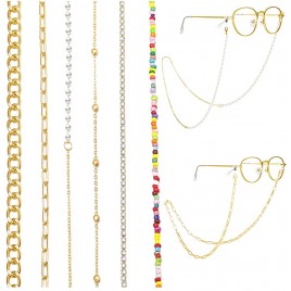 6 PCS Glasses Eyeglass Chain for Women Gold Silver - BJCBFA9CY