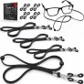 Eyeglass Strap Holders Premium ECO Leather Eye Glass String Strap Eyeglass Chain for Women Men Eye Glass Accessory Chain Around Neck 4 Cords Black - BI3JT8OCM