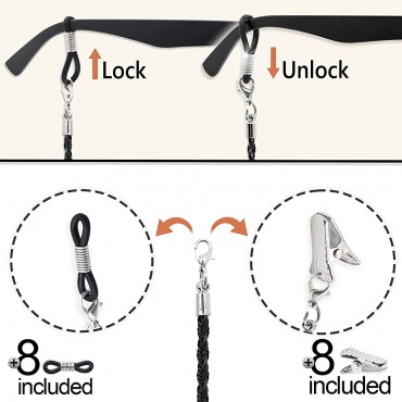 Glasses Strap Chains Premium ECO Leather Eyeglass Holder Strap Strings Cords Glasses Lanyard for Men Women - BRKD924O8