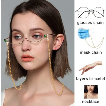 Magitaco 9Pcs Mask Chain Glasses Holder Gold Silver Mask Lanyard Eyeglass Chain Mask Holders Around Neck Mask Chains and Cords for Women Men - BXKD9T7KB