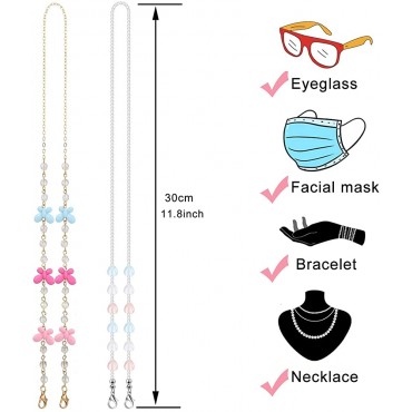 Mask Chains for Kids 3Pack Acrylic Glasses Chain Face Mask Holder Lightweight Lanyard Beaded Mask Anti-Lost Necklace with 16 Eyeglasses Chain Ends for Teens Girls Women Gifts - BV8KBZS76